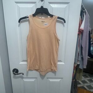ZELOS Fitted Orange Tank Top with Textured Fabric